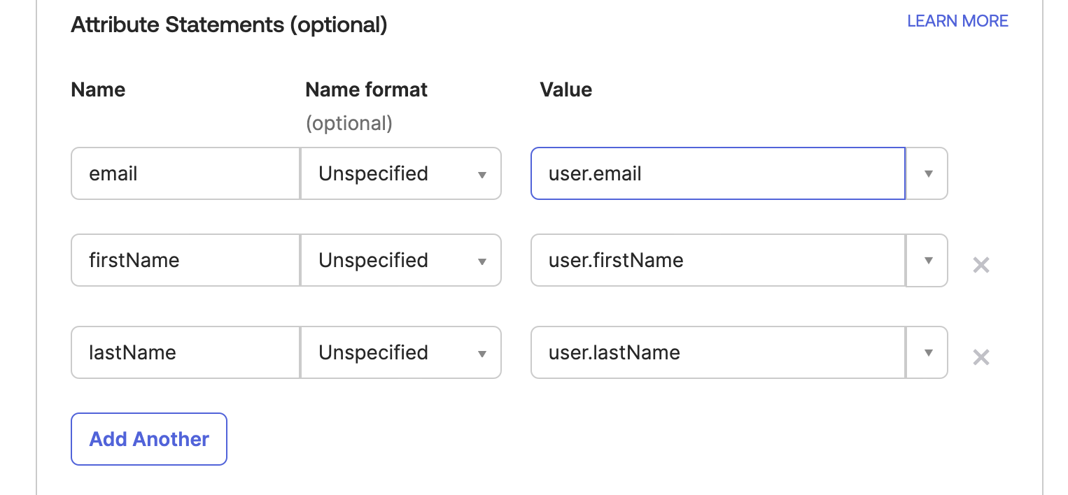 Attribute mapping on Okta Admin Console
